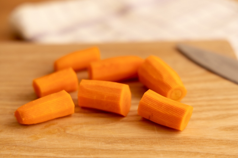 Zanahorias cortadas en trozos