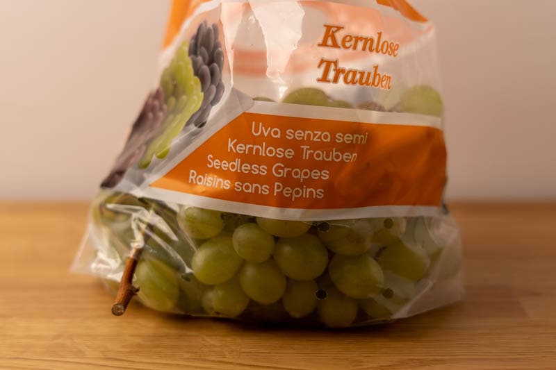 Grapes in a ventilated bag