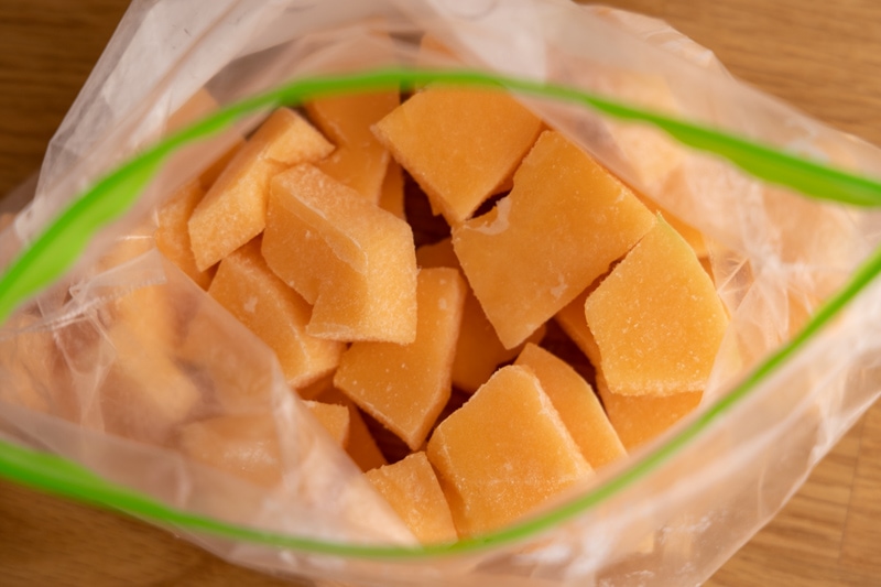 frozen melon in bag