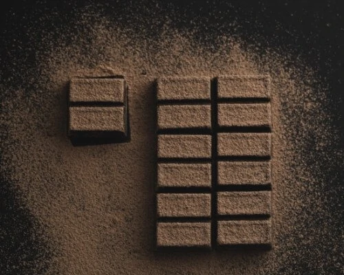 Chocolate negro cubierto de cacao en polvo