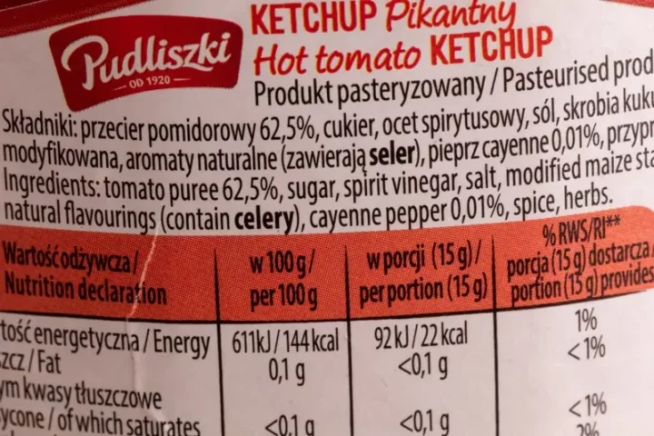 Ingredientes del ketchup