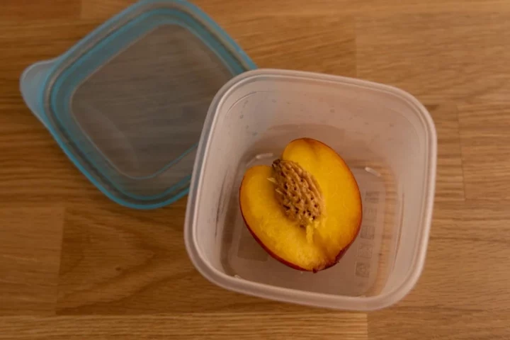 Nectarine in an airtight container