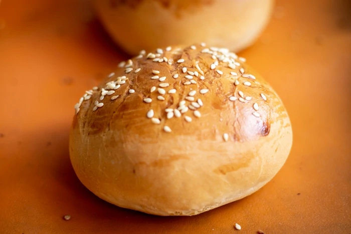 Baked buns with sesame seeds on top