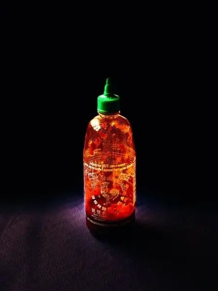 bottle of sriracha from huy fong foods