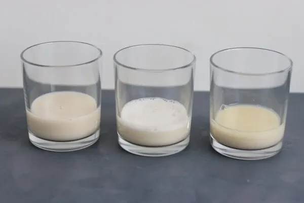 comparacion de la leche de almendras descongelada